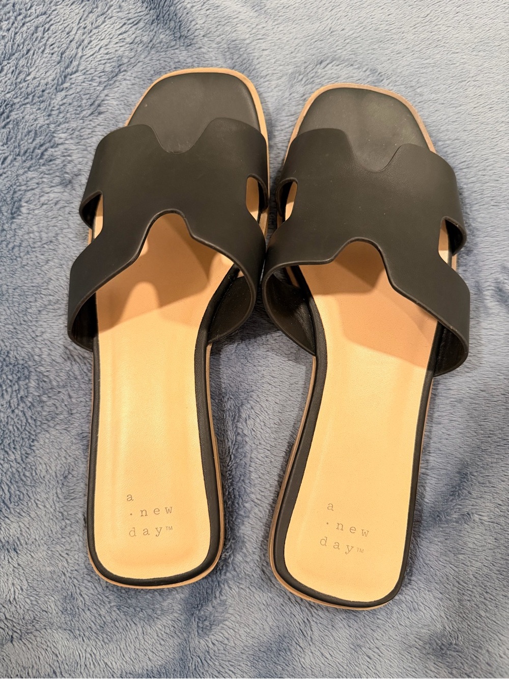 a new day Black and Tan Slide Sandals — Women's Open-Toe Casual Slides